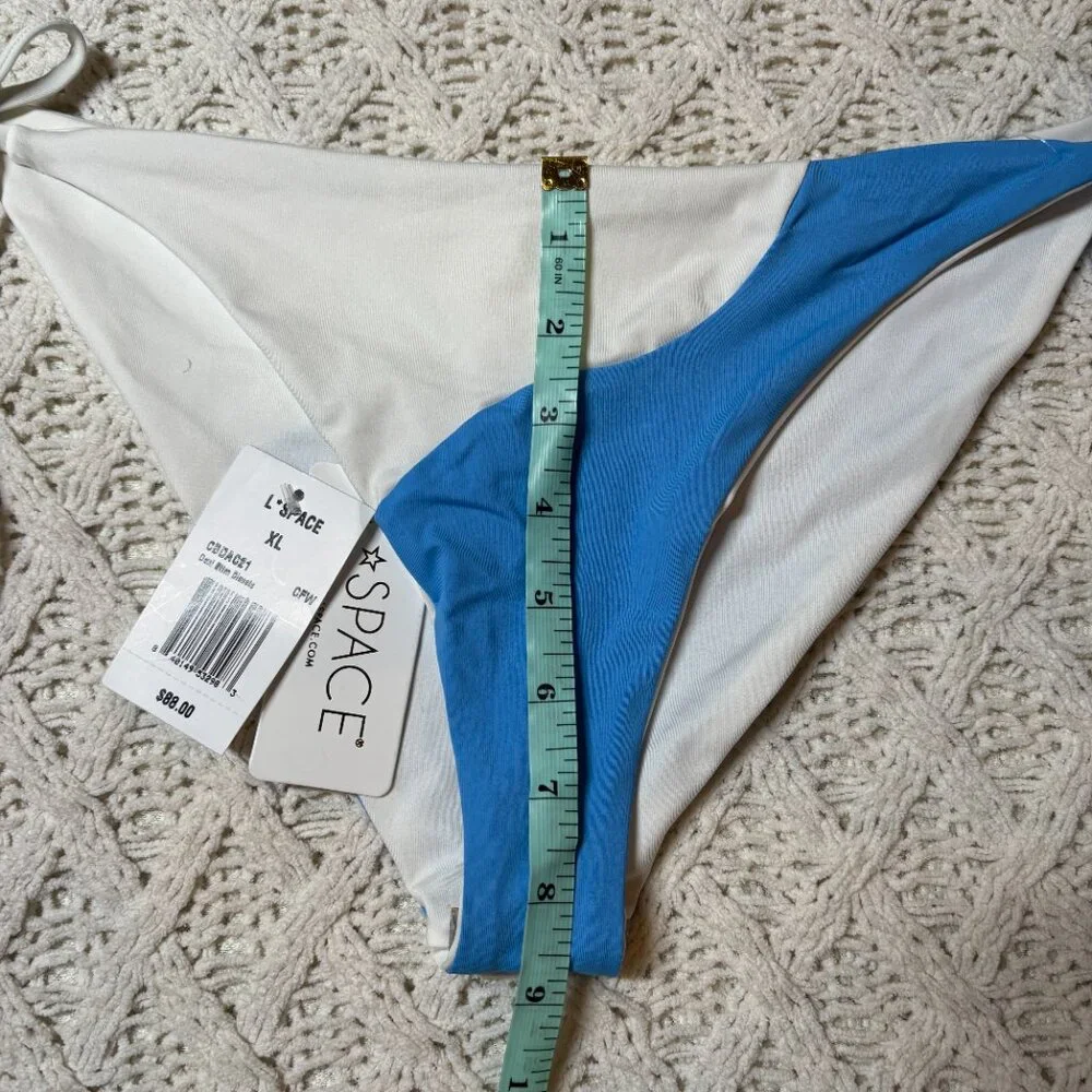 NWT L*Space Dani Classic Bikini‎ Bottom Blue & White Colorblock – Women’s XL